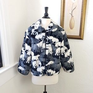 Young Gallery faux fur safari print coat